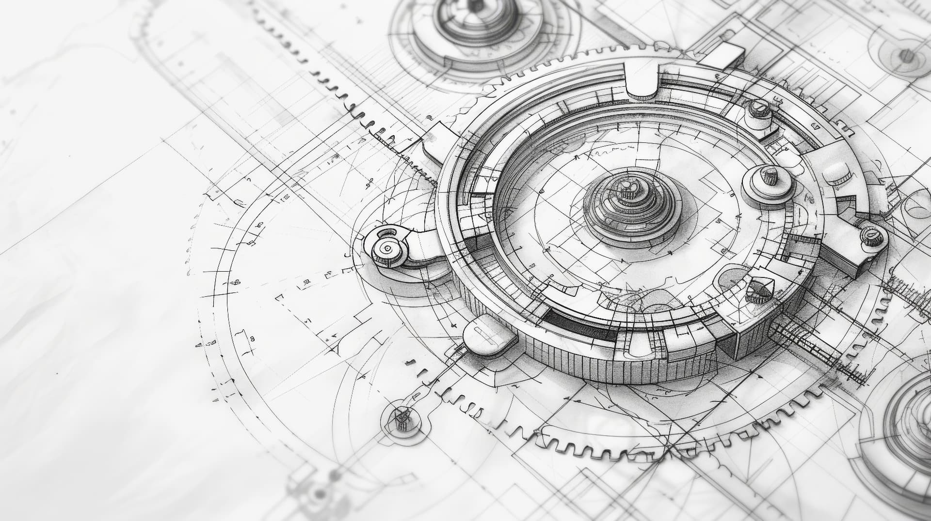 Technical sketch of a rotary mechanical assembly